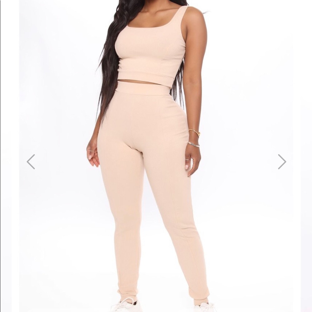 Fashion Nova Ribbed Crop Tank And Pant Set - SOLD